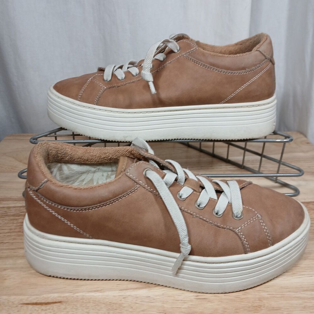 Roxy Surf Womens 7.5 Sheilahh 2 Platform Sneakers Tan Brown Low Top Skate Shoe